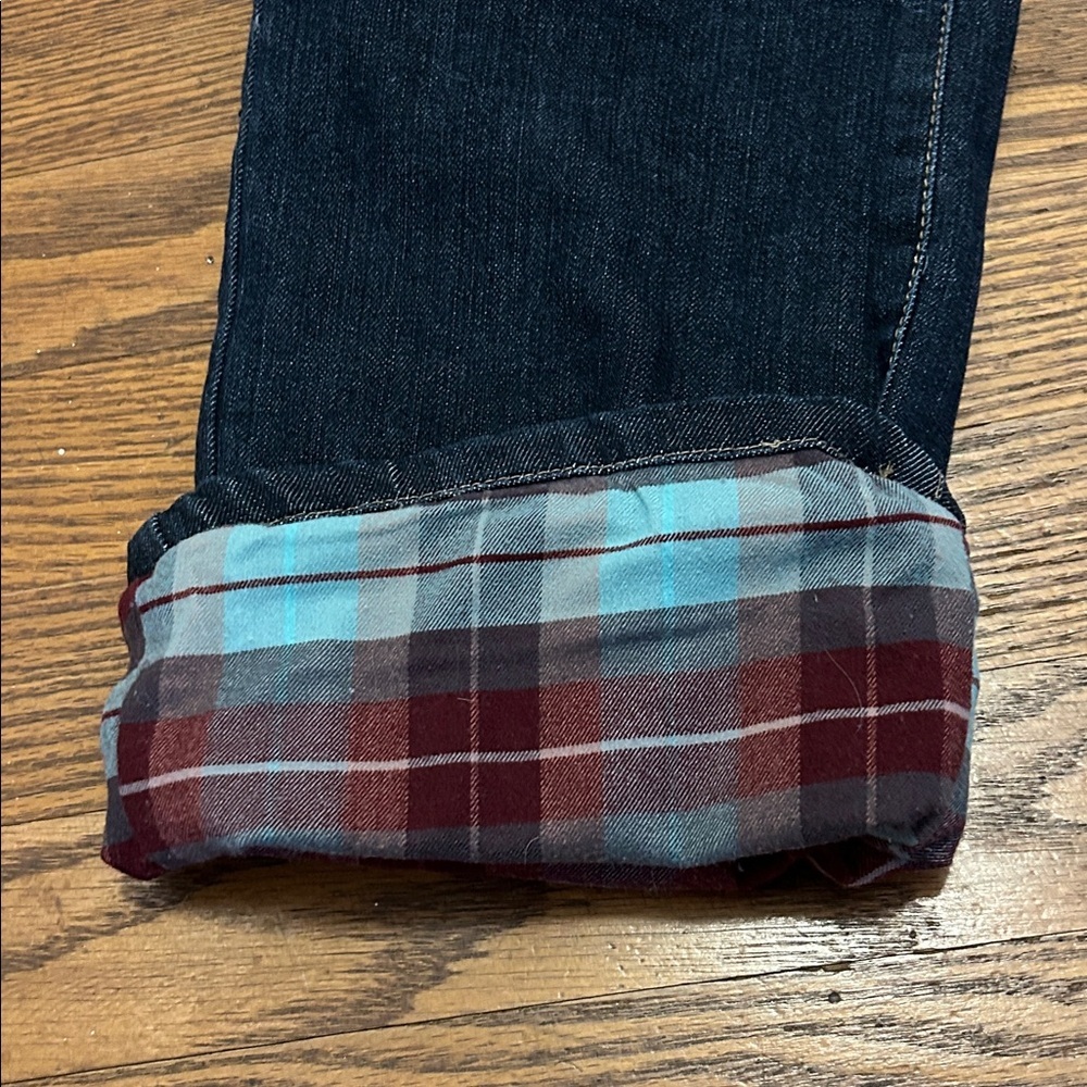 LLBean Flannel Lined Classic Dark Blue Straight Leg Jeans Size 10 - Picture 9 of 15